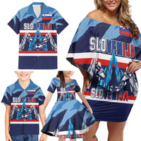 Custom Slovenia Sport Fan Jersey Family Matching Off Shoulder Short Dress and Hawaiian Shirt Broken Ice Style Patterns - Wonder Print Shop