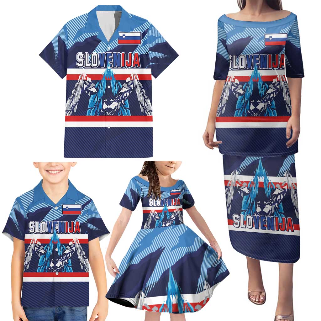 Custom Slovenia Sport Fan Jersey Family Matching Puletasi and Hawaiian Shirt Broken Ice Style Patterns - Wonder Print Shop