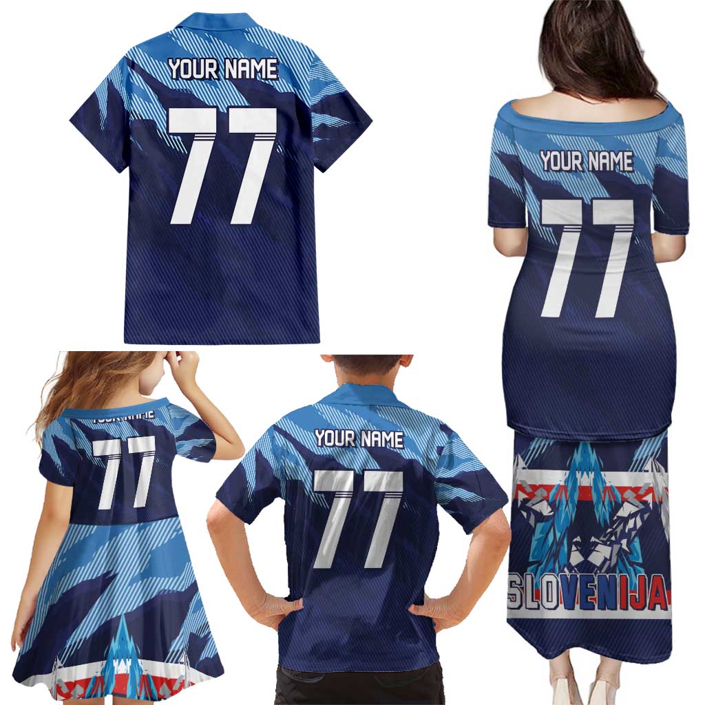 Custom Slovenia Sport Fan Jersey Family Matching Puletasi and Hawaiian Shirt Broken Ice Style Patterns - Wonder Print Shop