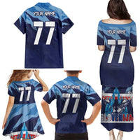 Custom Slovenia Sport Fan Jersey Family Matching Puletasi and Hawaiian Shirt Broken Ice Style Patterns - Wonder Print Shop