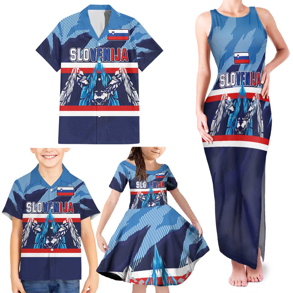 Custom Slovenia Sport Fan Jersey Family Matching Tank Maxi Dress and Hawaiian Shirt Broken Ice Style Patterns - Wonder Print Shop