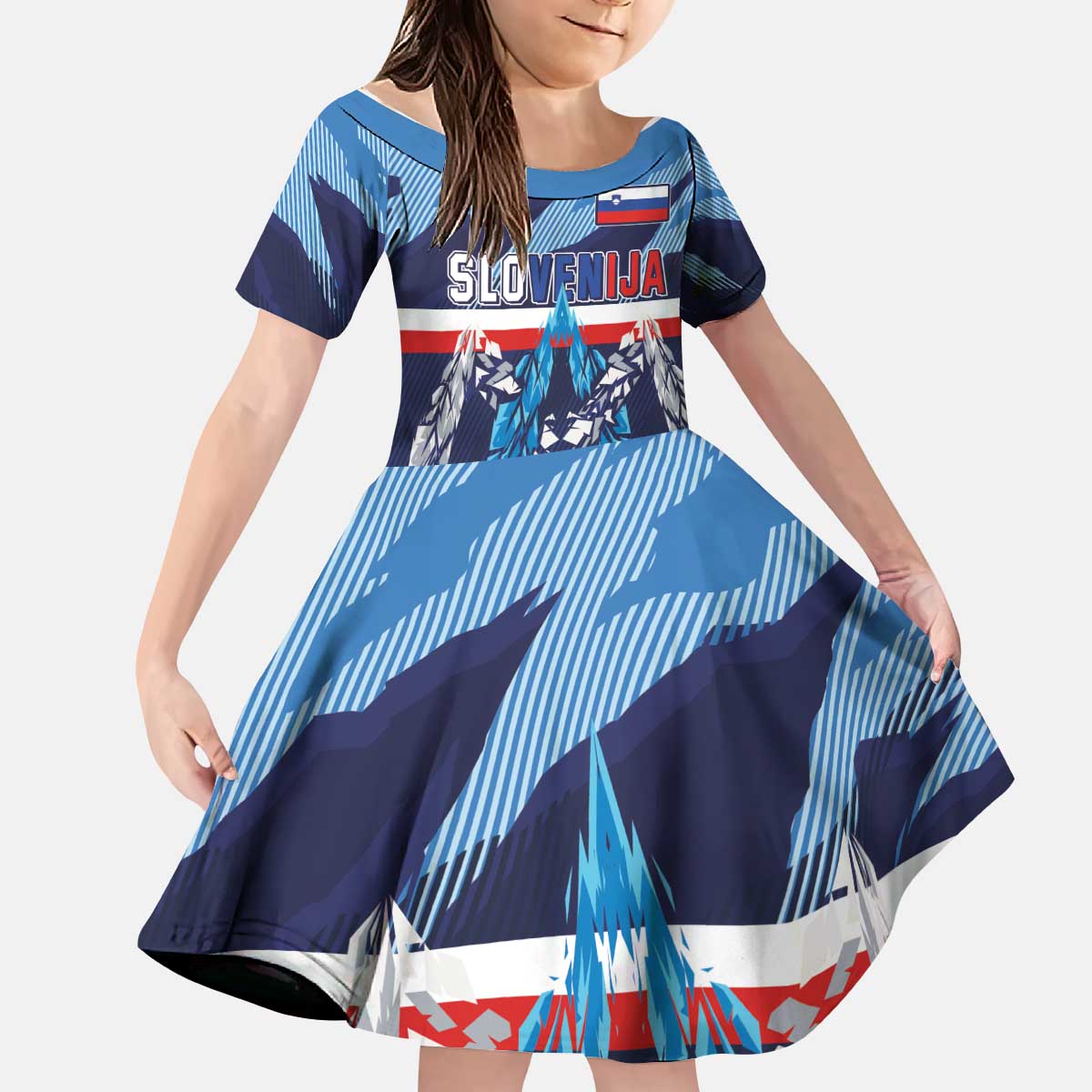 Custom Slovenia Sport Fan Jersey Kid Short Sleeve Dress Broken Ice Style Patterns - Wonder Print Shop