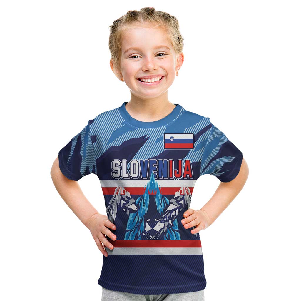 Custom Slovenia Sport Fan Jersey Kid T Shirt Broken Ice Style Patterns - Wonder Print Shop