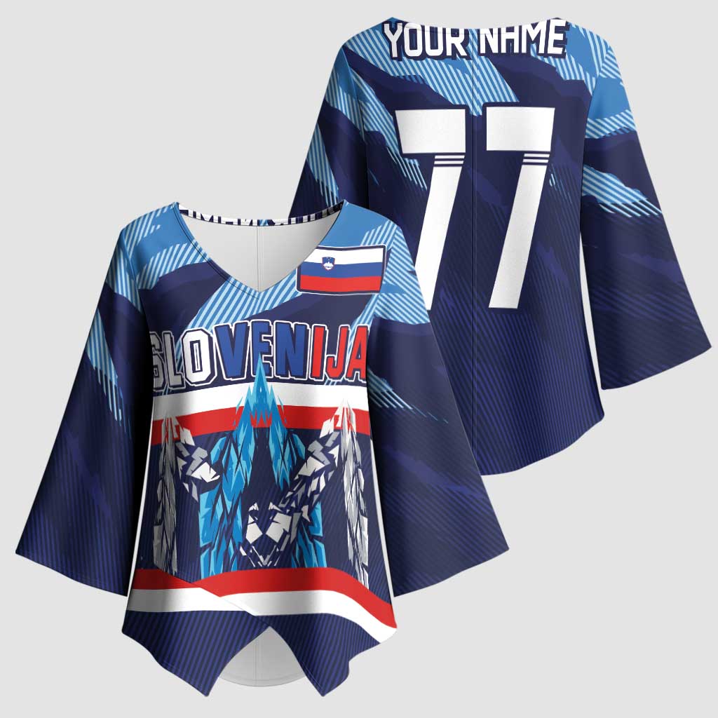 Custom Slovenia Sport Fan Jersey Kimono Sleeve Blouse Broken Ice Style Patterns - Wonder Print Shop