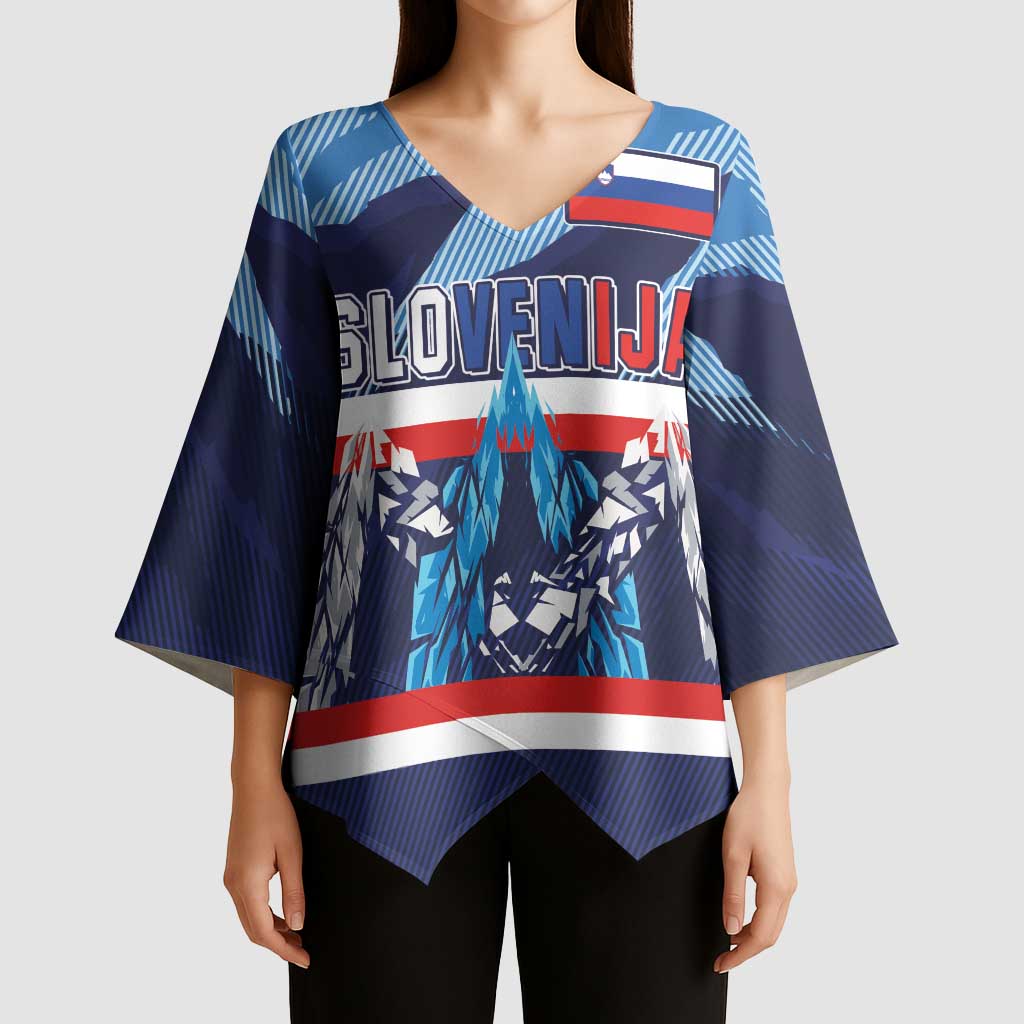 Custom Slovenia Sport Fan Jersey Kimono Sleeve Blouse Broken Ice Style Patterns - Wonder Print Shop