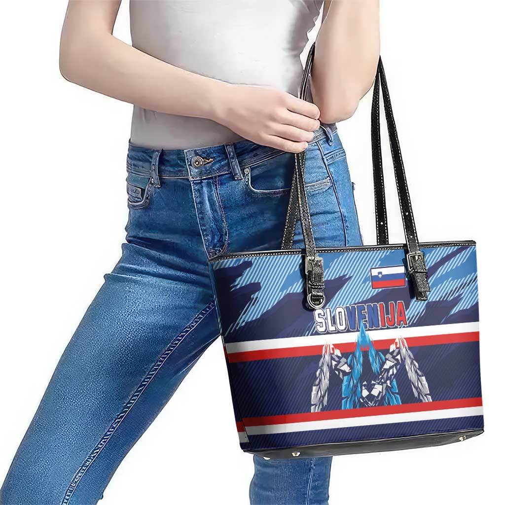Slovenia Sport Fan Jersey Leather Tote Bag Broken Ice Style Patterns - Wonder Print Shop