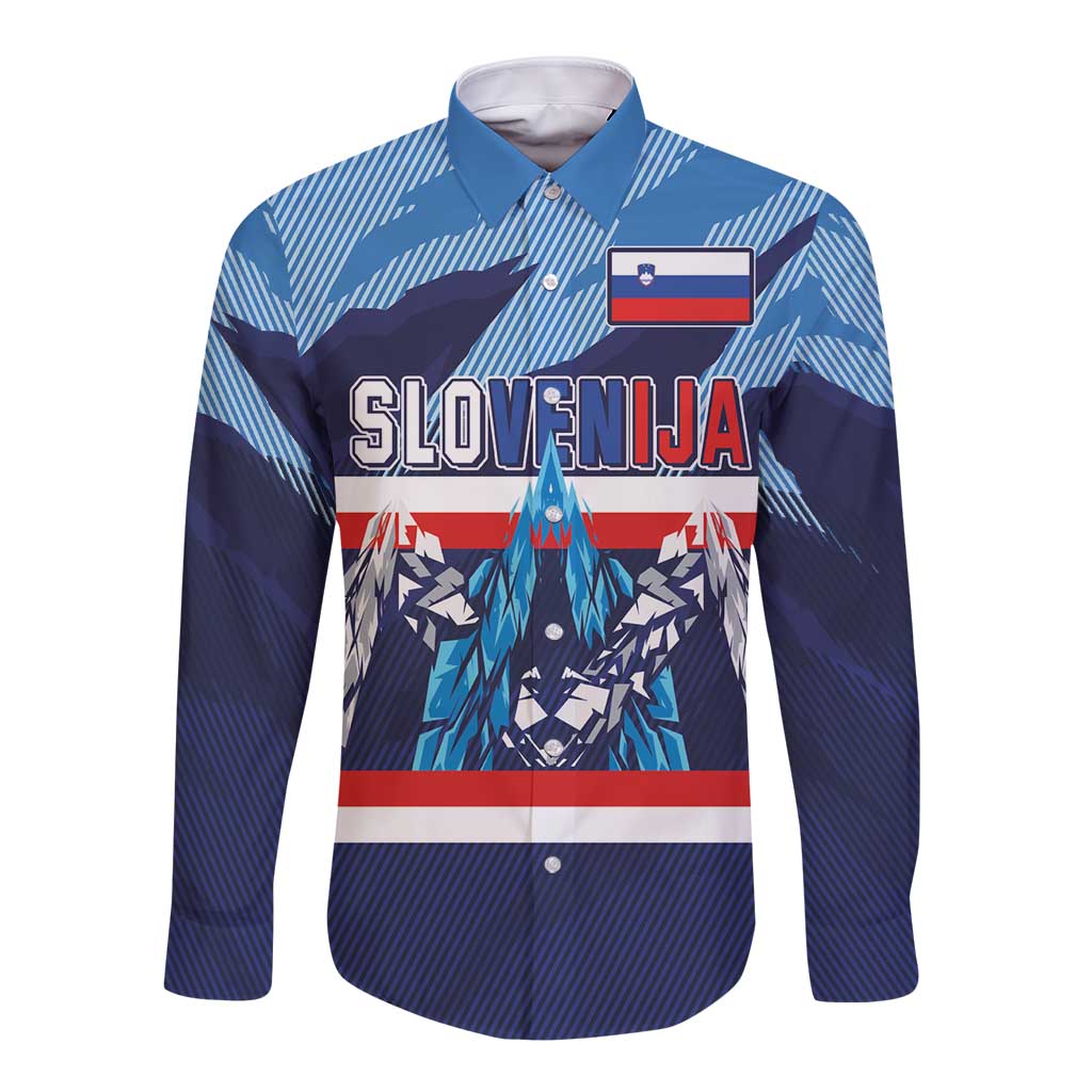 Custom Slovenia Sport Fan Jersey Long Sleeve Button Shirt Broken Ice Style Patterns - Wonder Print Shop