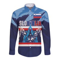 Custom Slovenia Sport Fan Jersey Long Sleeve Button Shirt Broken Ice Style Patterns - Wonder Print Shop
