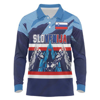 Custom Slovenia Sport Fan Jersey Long Sleeve Polo Shirt Broken Ice Style Patterns - Wonder Print Shop