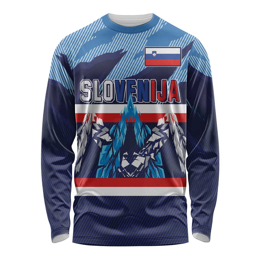 Custom Slovenia Sport Fan Jersey Long Sleeve Shirt Broken Ice Style Patterns - Wonder Print Shop
