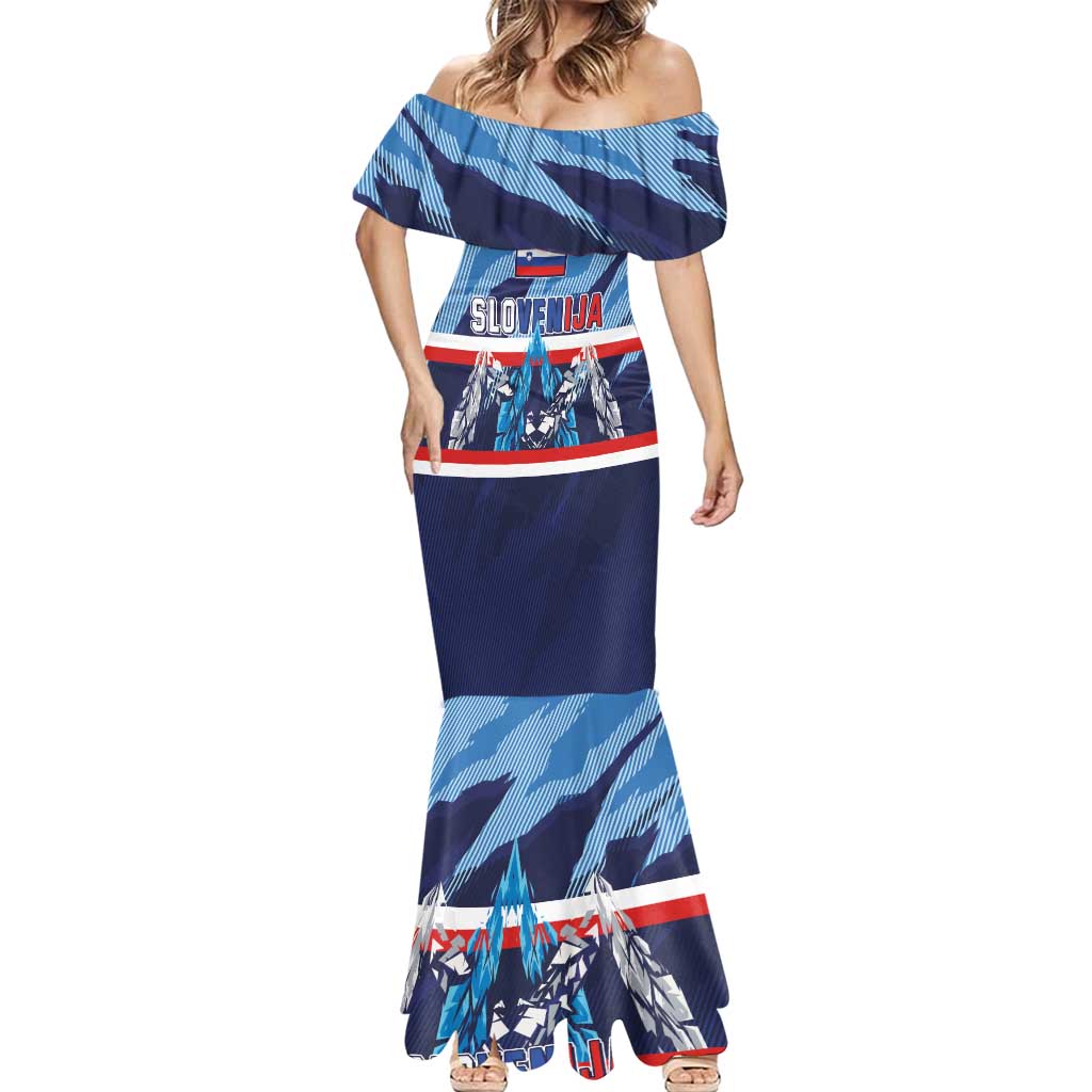 Custom Slovenia Sport Fan Jersey Mermaid Dress Broken Ice Style Patterns - Wonder Print Shop