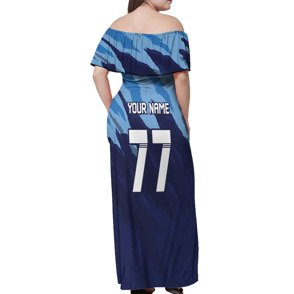 Custom Slovenia Sport Fan Jersey Off Shoulder Maxi Dress Broken Ice Style Patterns - Wonder Print Shop