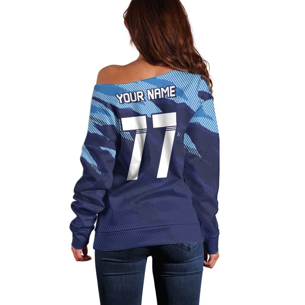 Custom Slovenia Sport Fan Jersey Off Shoulder Sweater Broken Ice Style Patterns - Wonder Print Shop