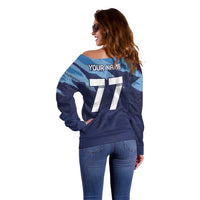 Custom Slovenia Sport Fan Jersey Off Shoulder Sweater Broken Ice Style Patterns - Wonder Print Shop