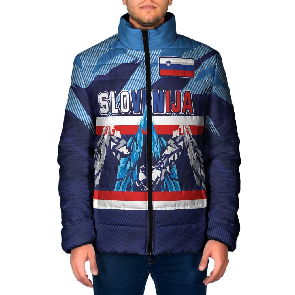 Custom Slovenia Sport Fan Jersey Padded Jacket Broken Ice Style Patterns - Wonder Print Shop