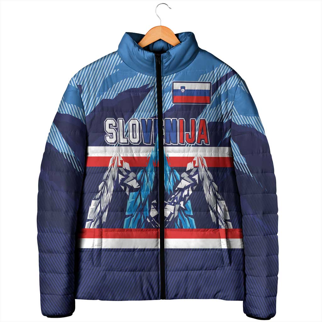 Custom Slovenia Sport Fan Jersey Padded Jacket Broken Ice Style Patterns - Wonder Print Shop