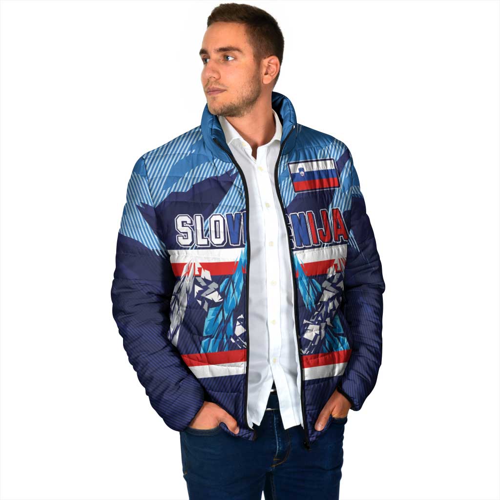 Custom Slovenia Sport Fan Jersey Padded Jacket Broken Ice Style Patterns - Wonder Print Shop