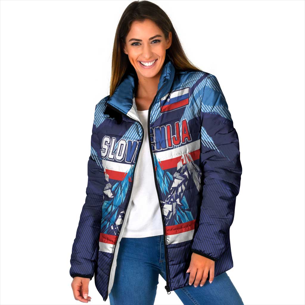 Custom Slovenia Sport Fan Jersey Padded Jacket Broken Ice Style Patterns - Wonder Print Shop
