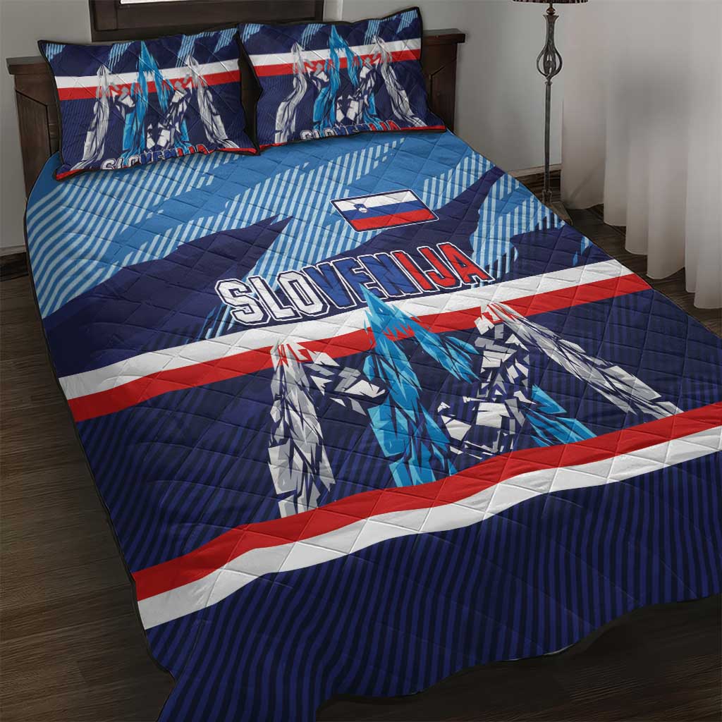 Slovenia Sport Fan Jersey Quilt Bed Set Broken Ice Style Patterns - Wonder Print Shop
