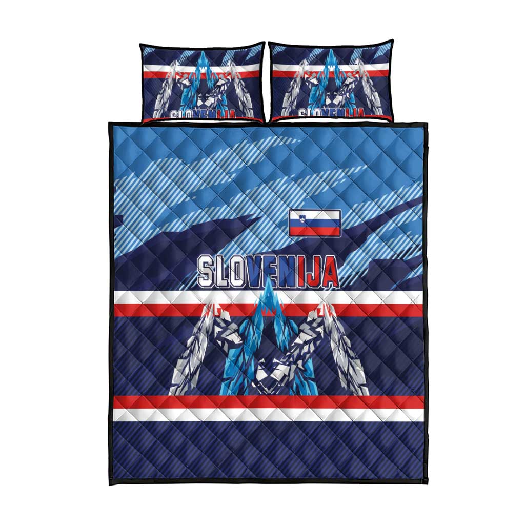 Slovenia Sport Fan Jersey Quilt Bed Set Broken Ice Style Patterns - Wonder Print Shop
