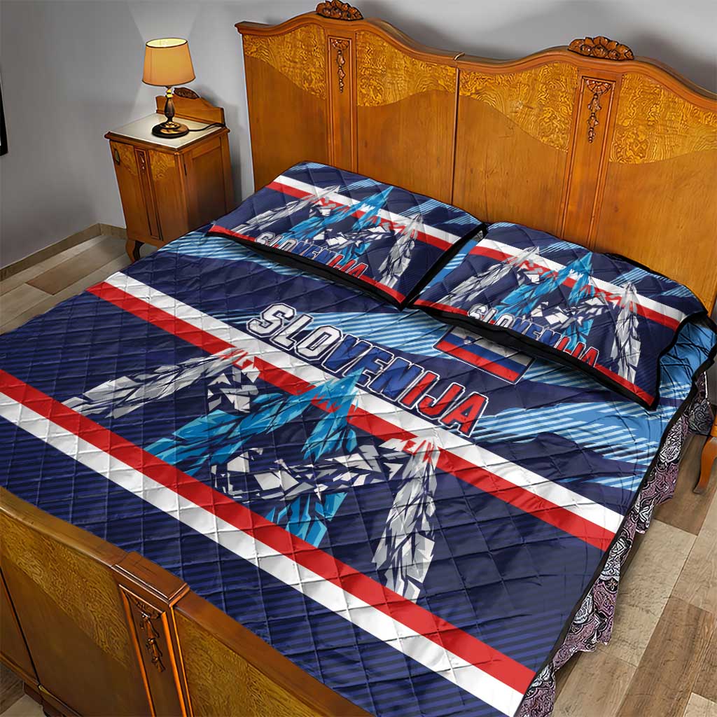 Slovenia Sport Fan Jersey Quilt Bed Set Broken Ice Style Patterns - Wonder Print Shop