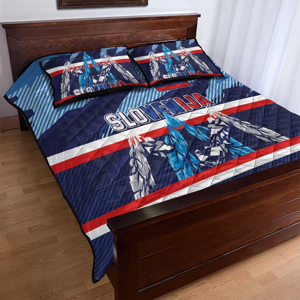 Slovenia Sport Fan Jersey Quilt Bed Set Broken Ice Style Patterns - Wonder Print Shop