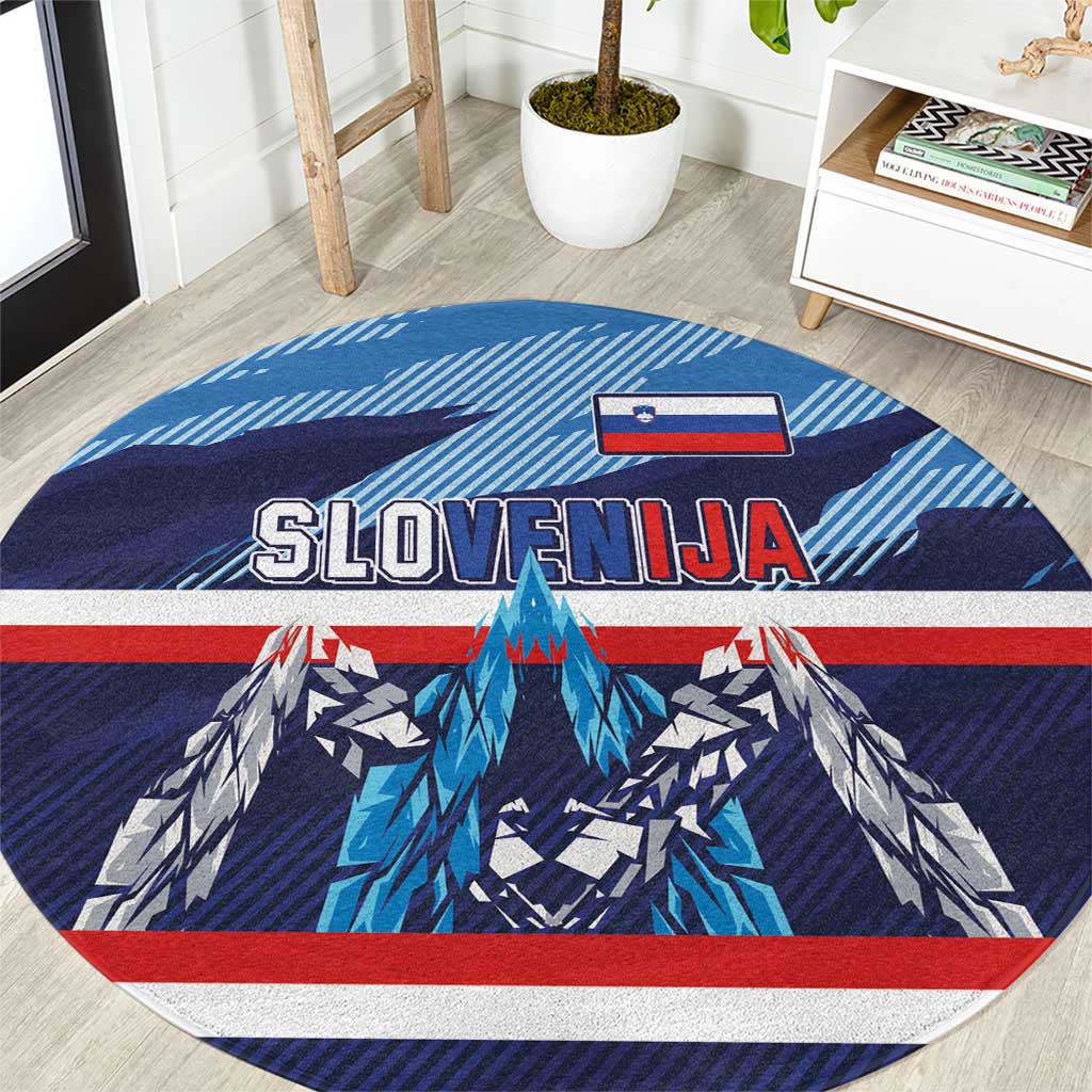 Slovenia Sport Fan Jersey Round Carpet Broken Ice Style Patterns - Wonder Print Shop