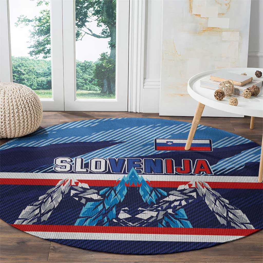 Slovenia Sport Fan Jersey Round Carpet Broken Ice Style Patterns - Wonder Print Shop