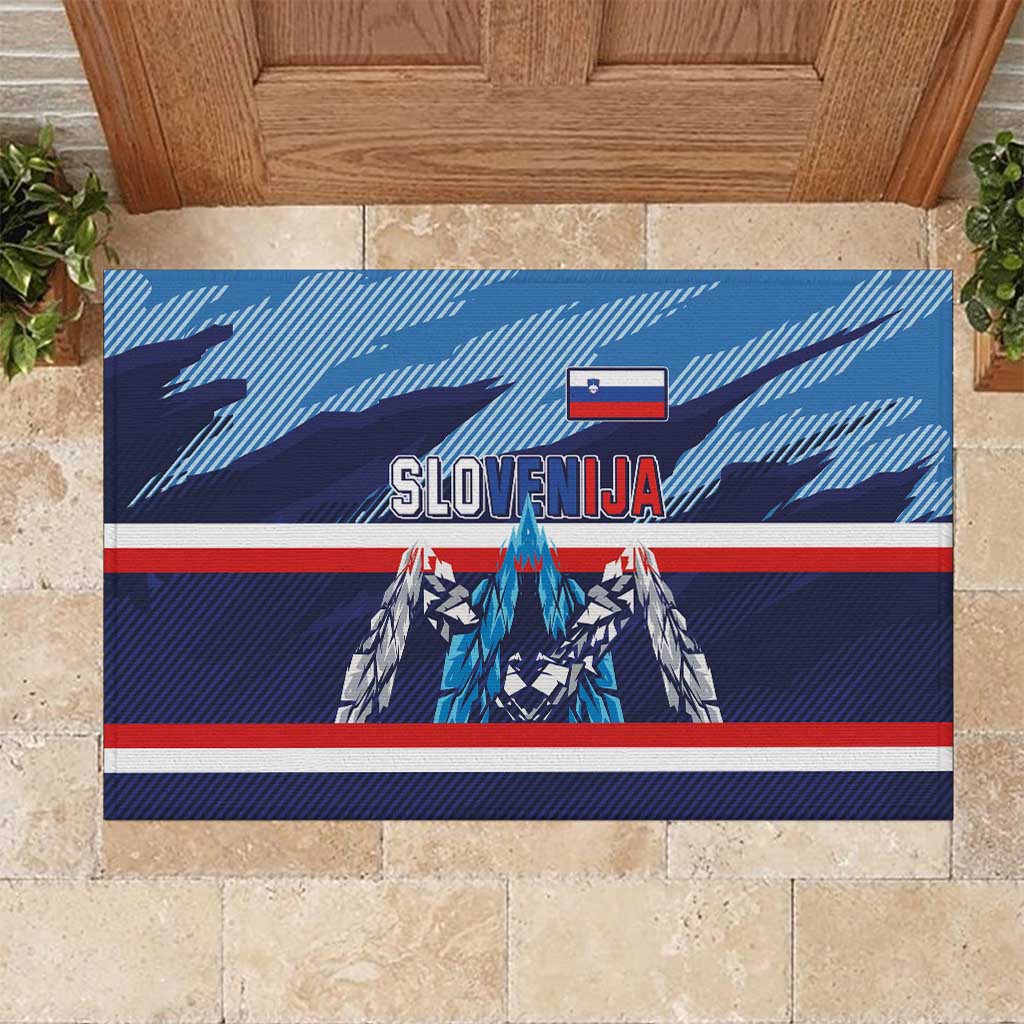 Slovenia Sport Fan Jersey Rubber Doormat Broken Ice Style Patterns - Wonder Print Shop