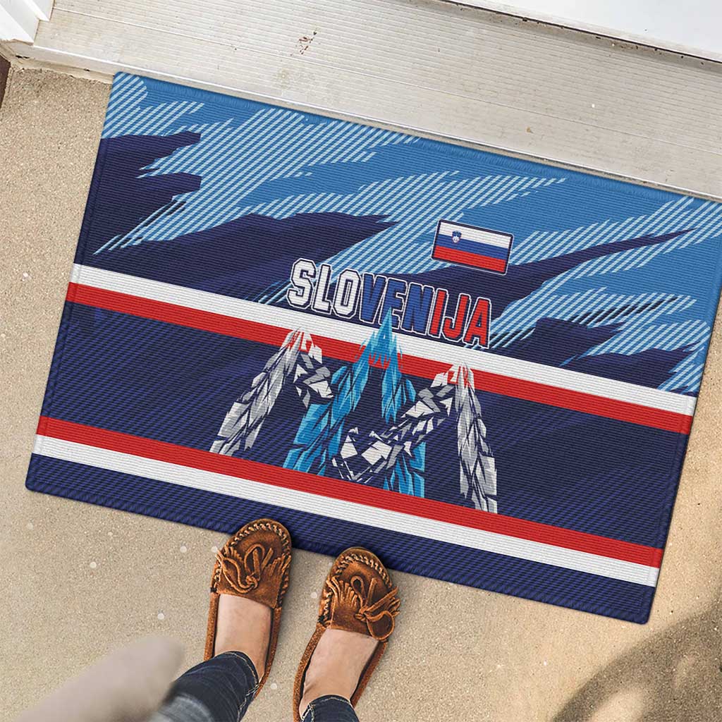 Slovenia Sport Fan Jersey Rubber Doormat Broken Ice Style Patterns - Wonder Print Shop
