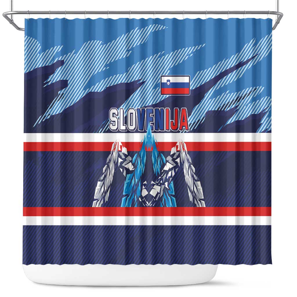 Slovenia Sport Fan Jersey Shower Curtain Broken Ice Style Patterns - Wonder Print Shop