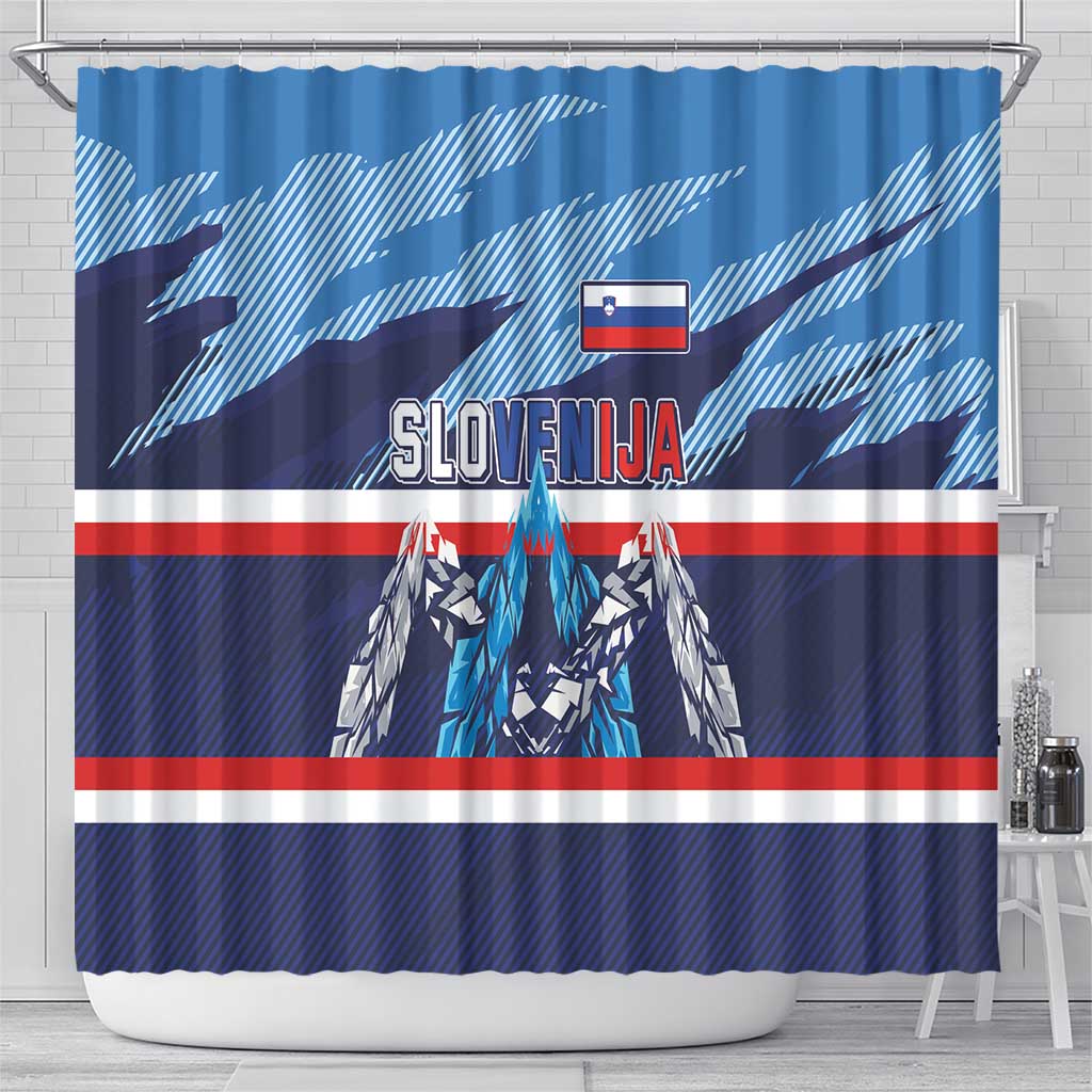 Slovenia Sport Fan Jersey Shower Curtain Broken Ice Style Patterns - Wonder Print Shop