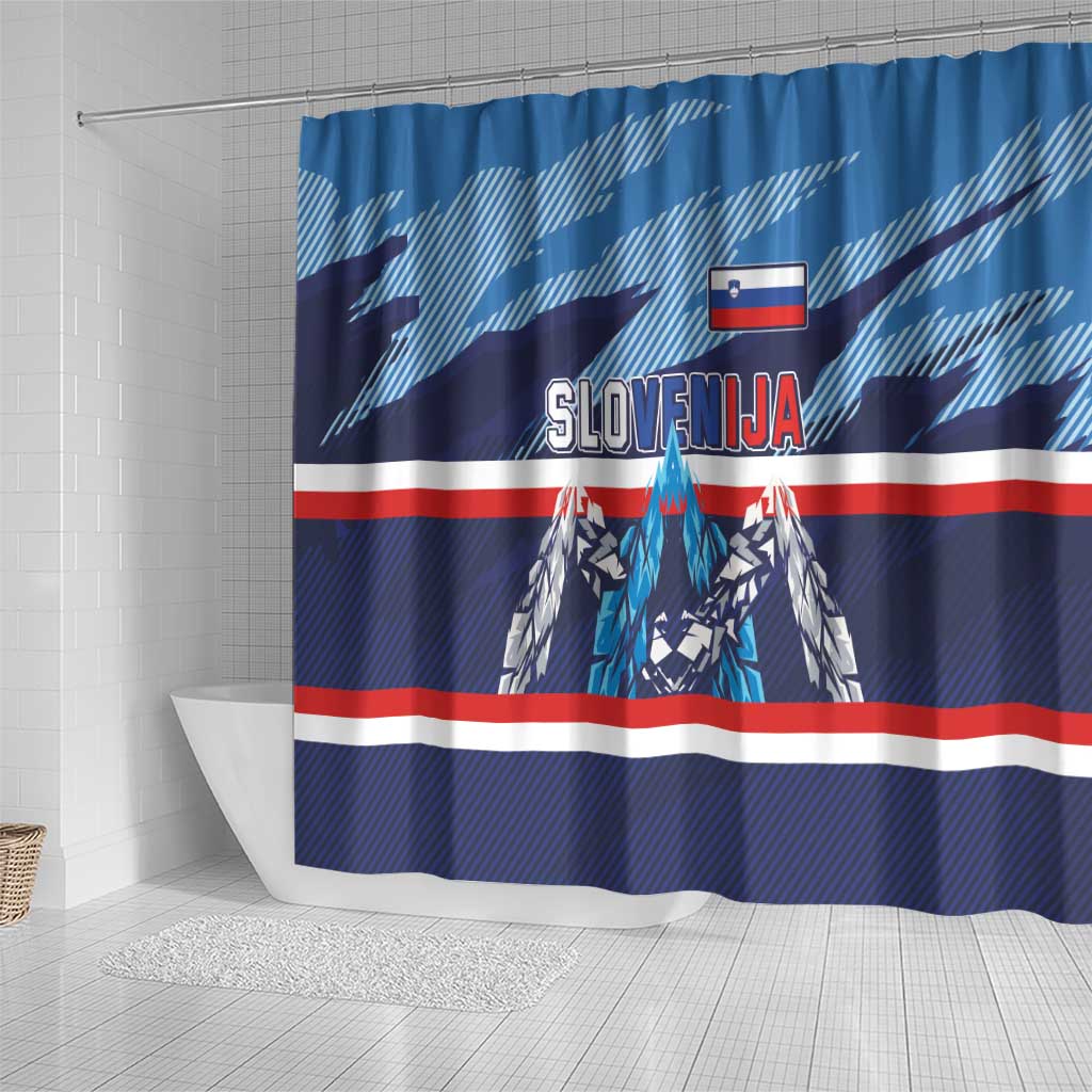 Slovenia Sport Fan Jersey Shower Curtain Broken Ice Style Patterns - Wonder Print Shop