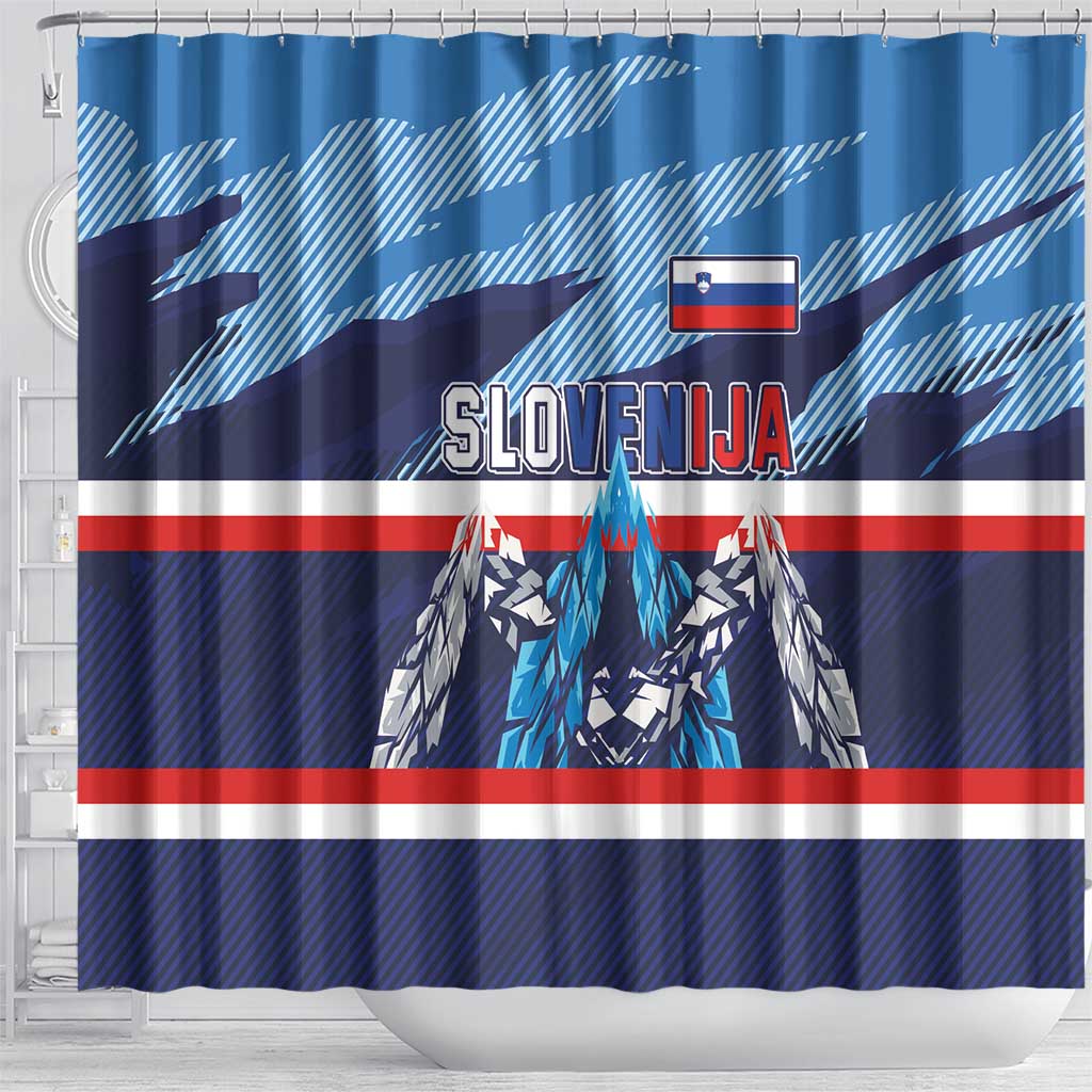 Slovenia Sport Fan Jersey Shower Curtain Broken Ice Style Patterns - Wonder Print Shop