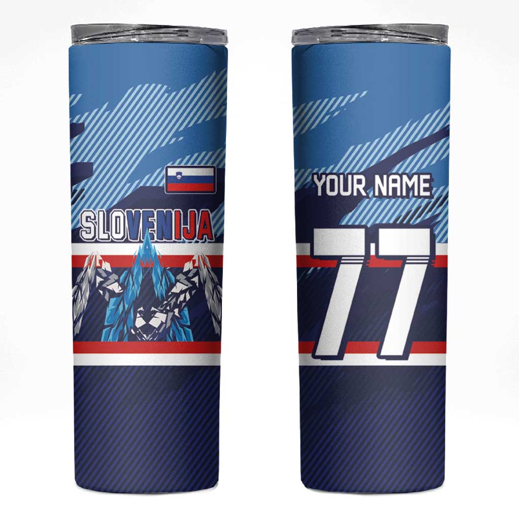Custom Slovenia Sport Fan Jersey Skinny Tumbler Broken Ice Style Patterns - Wonder Print Shop