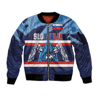 Custom Slovenia Sport Fan Jersey Sleeve Zip Bomber Jacket Broken Ice Style Patterns - Wonder Print Shop