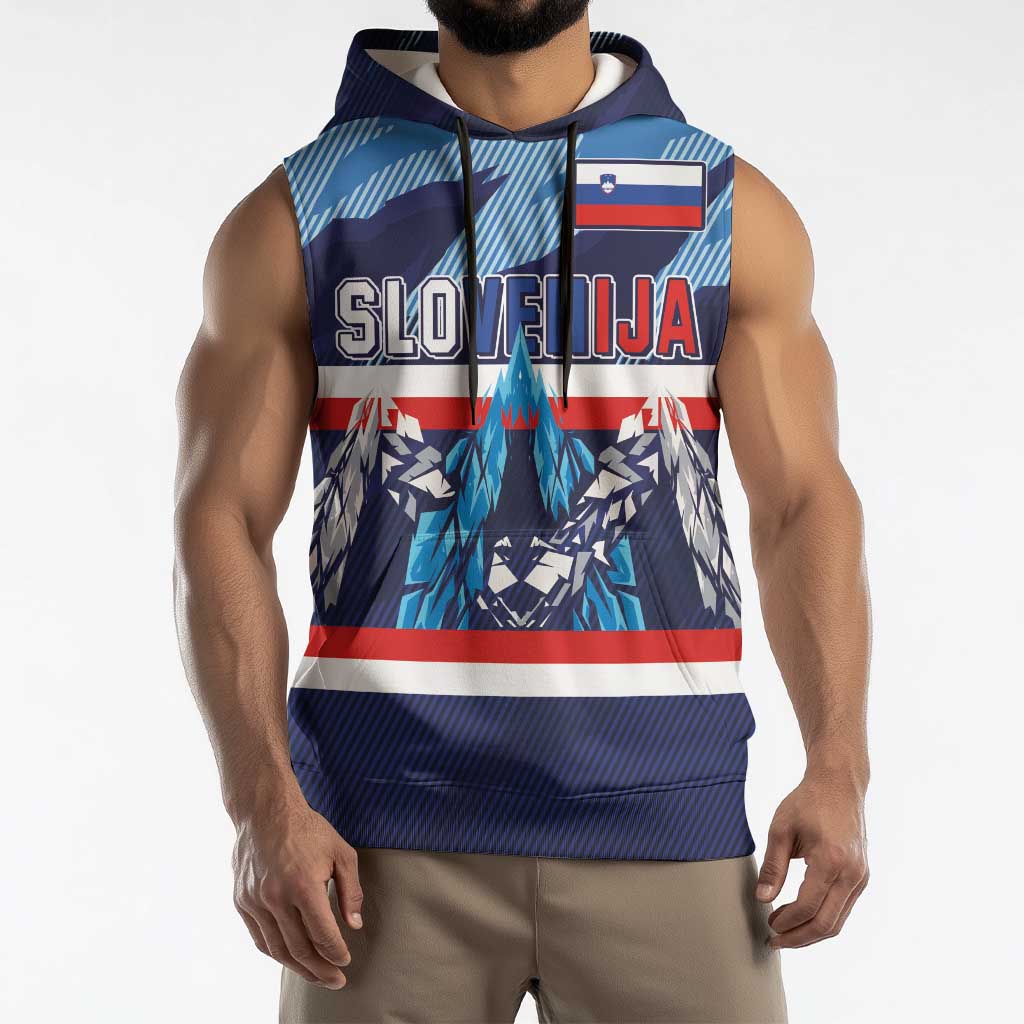 Custom Slovenia Sport Fan Jersey Sleeveless Hoodie Broken Ice Style Patterns - Wonder Print Shop