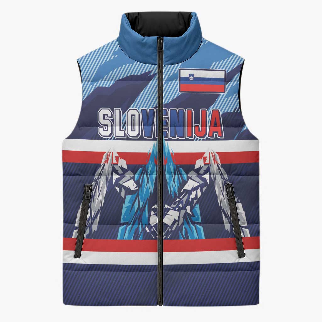 Custom Slovenia Sport Fan Jersey Sleeveless Puffer Jacket Broken Ice Style Patterns - Wonder Print Shop