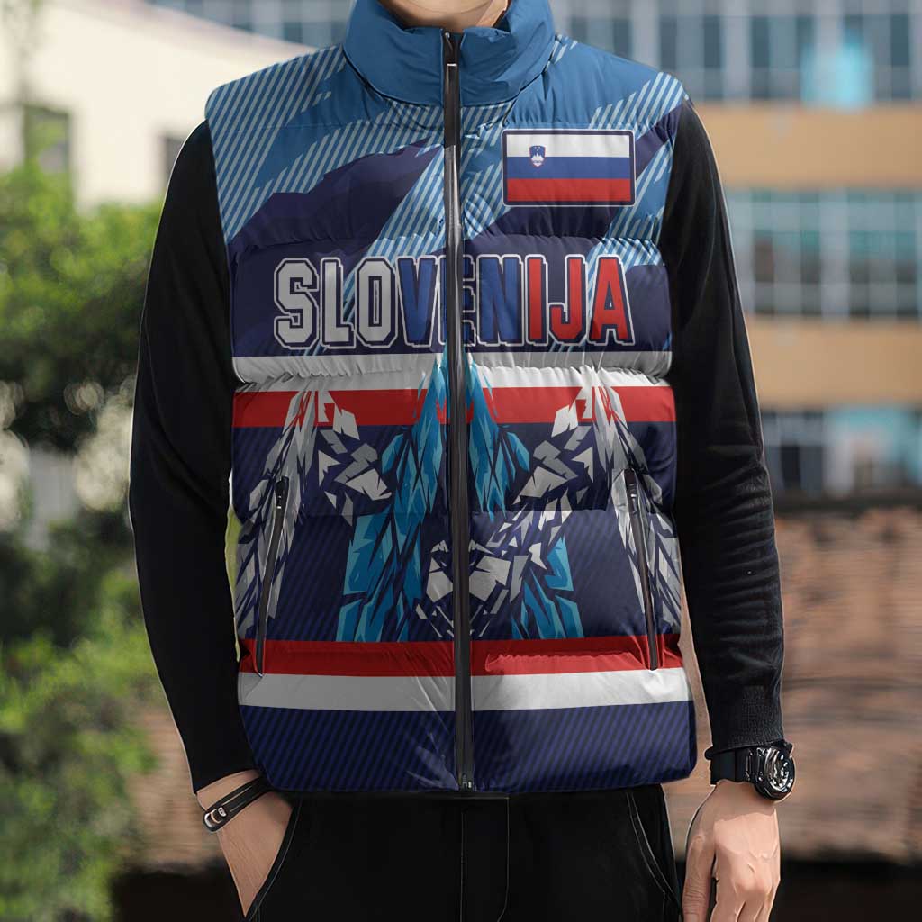 Custom Slovenia Sport Fan Jersey Sleeveless Puffer Jacket Broken Ice Style Patterns - Wonder Print Shop