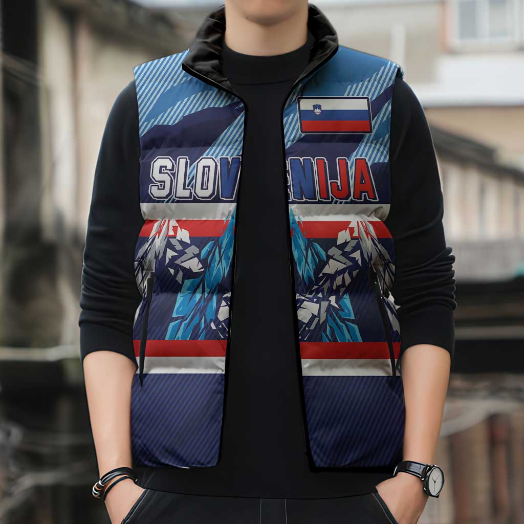 Custom Slovenia Sport Fan Jersey Sleeveless Puffer Jacket Broken Ice Style Patterns - Wonder Print Shop