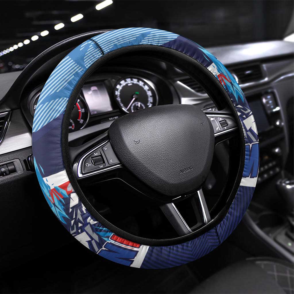 Slovenia Sport Fan Jersey Steering Wheel Cover Broken Ice Style Patterns - Wonder Print Shop
