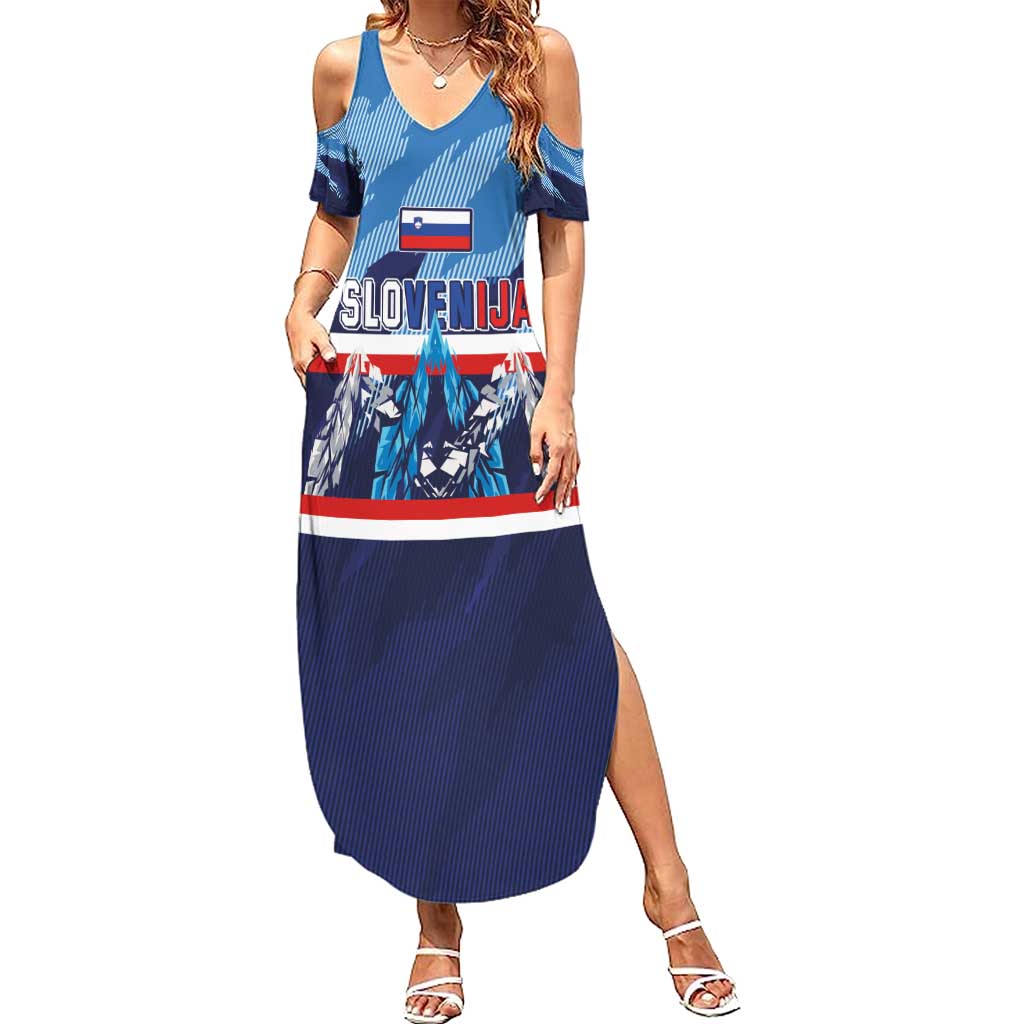 Custom Slovenia Sport Fan Jersey Summer Maxi Dress Broken Ice Style Patterns - Wonder Print Shop