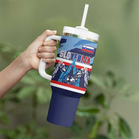 Custom Slovenia Sport Fan Jersey Tumbler With Handle Broken Ice Style Patterns - Wonder Print Shop