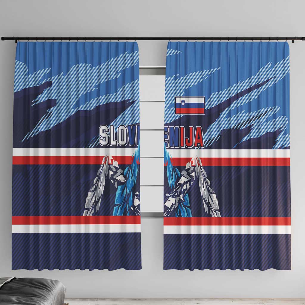 Slovenia Sport Fan Jersey Window Curtain Broken Ice Style Patterns - Wonder Print Shop