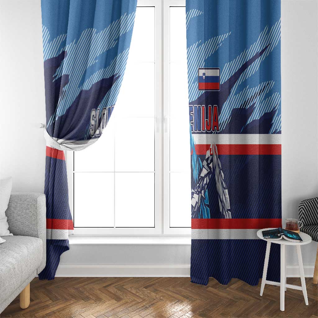 Slovenia Sport Fan Jersey Window Curtain Broken Ice Style Patterns - Wonder Print Shop