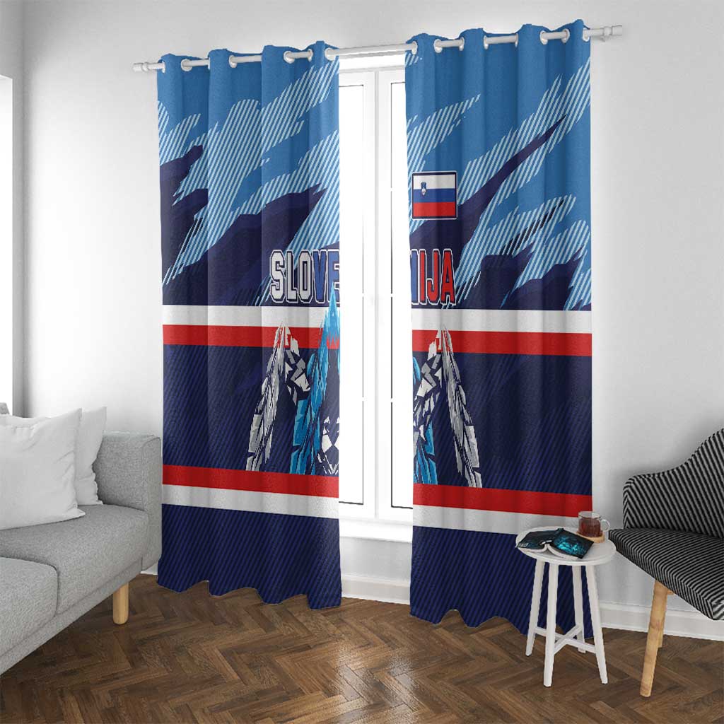 Slovenia Sport Fan Jersey Window Curtain Broken Ice Style Patterns - Wonder Print Shop