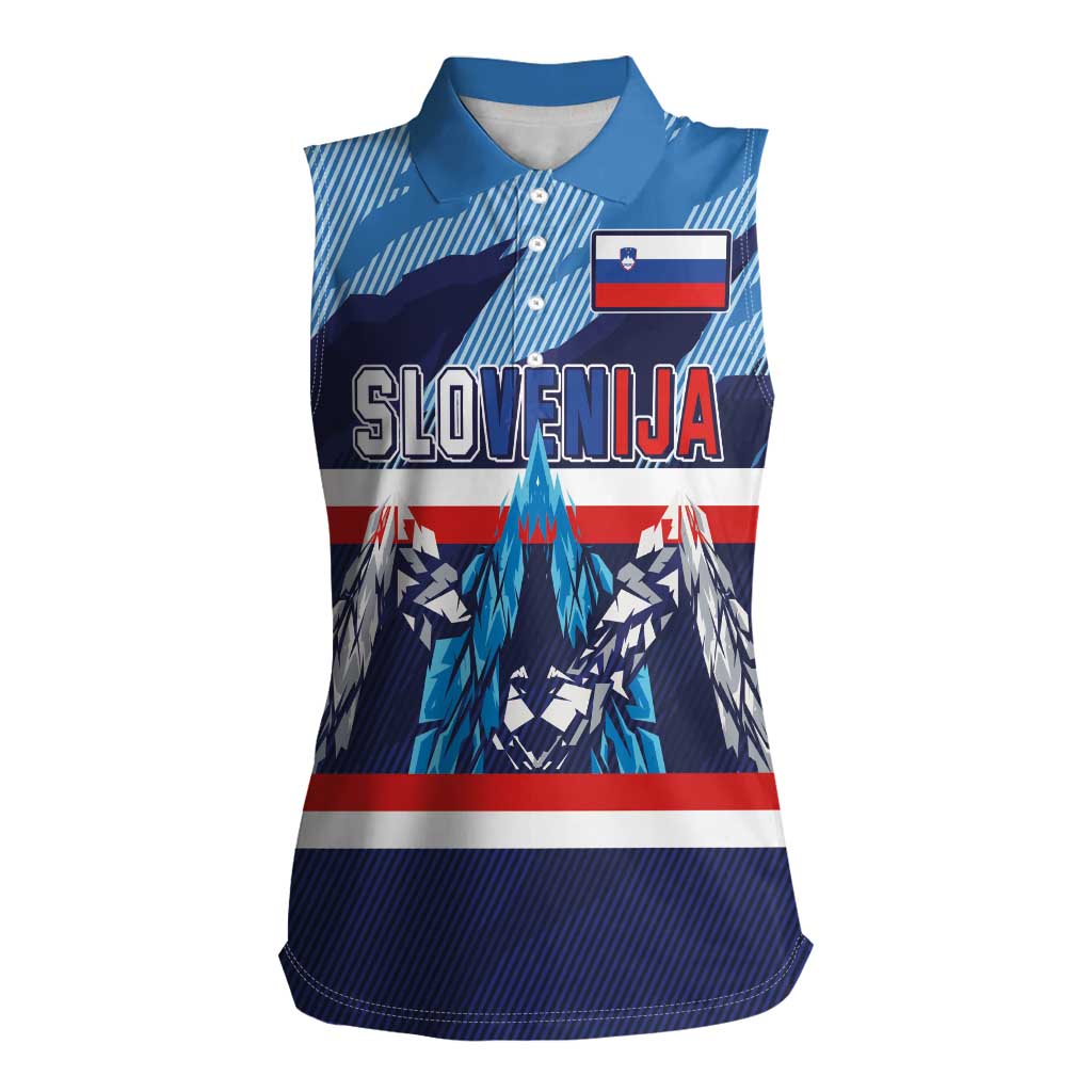Custom Slovenia Sport Fan Jersey Women Sleeveless Polo Shirt Broken Ice Style Patterns - Wonder Print Shop