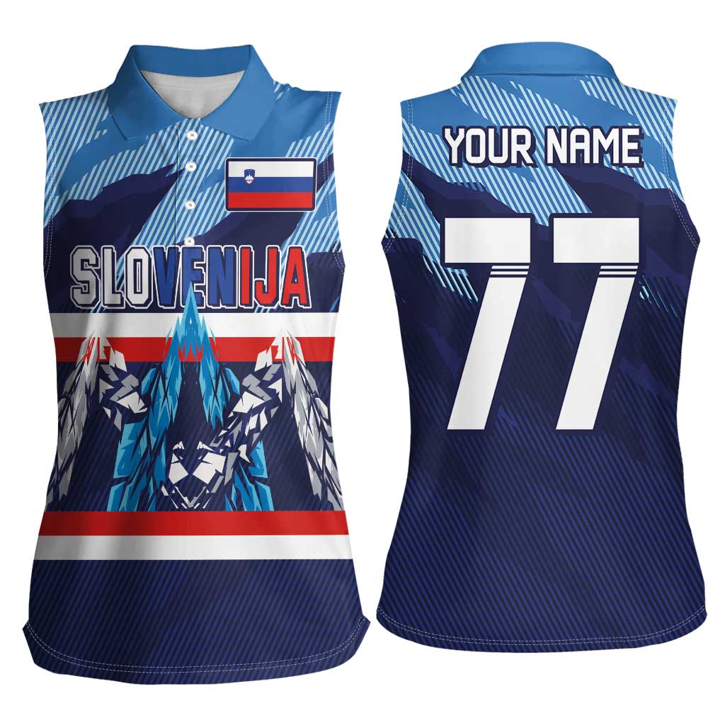 Custom Slovenia Sport Fan Jersey Women Sleeveless Polo Shirt Broken Ice Style Patterns - Wonder Print Shop