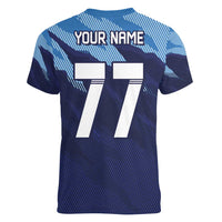 Custom Slovenia Sport Fan Jersey Women V-Neck T-Shirt Broken Ice Style Patterns - Wonder Print Shop