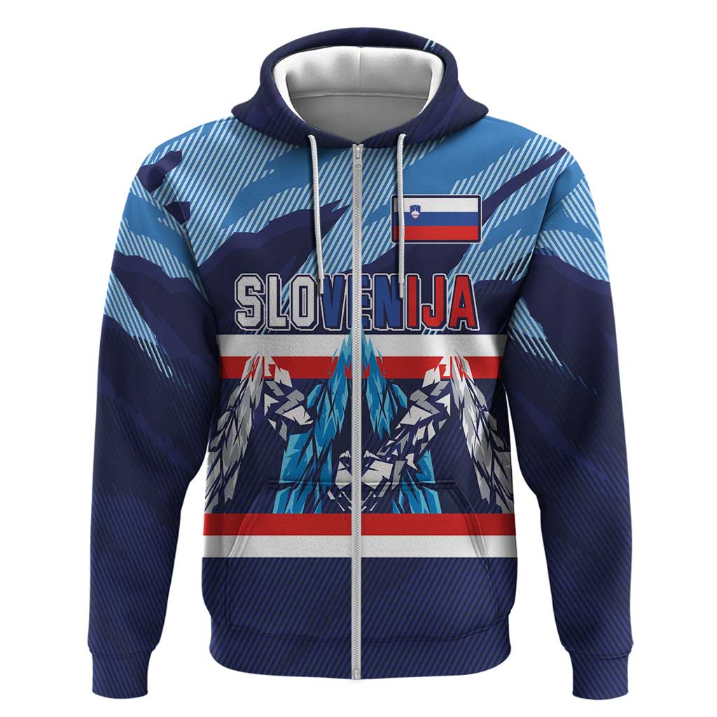 Custom Slovenia Sport Fan Jersey Zip Hoodie Broken Ice Style Patterns - Wonder Print Shop